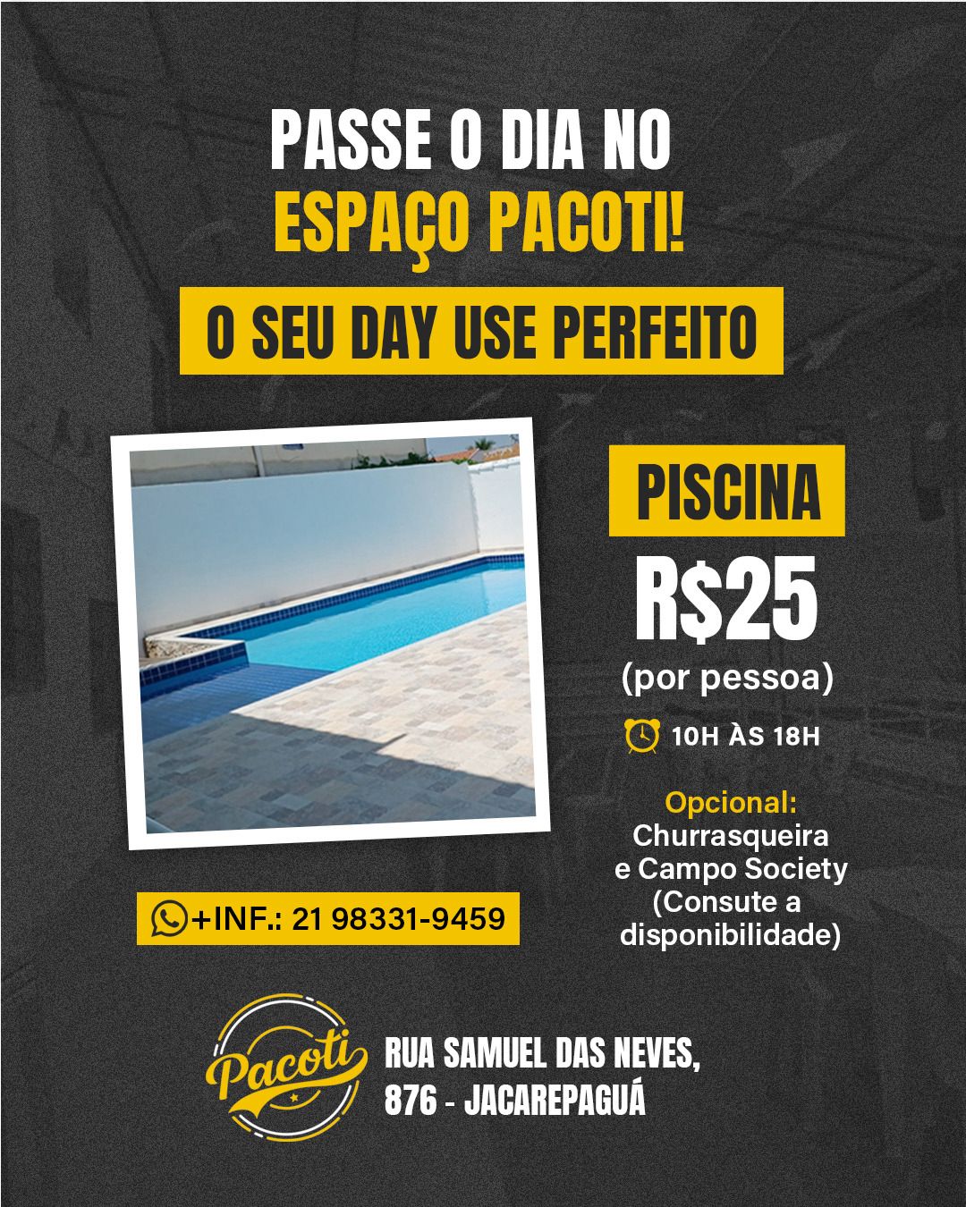Piscina Day Use no Espaço Pacoti